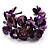 Bright Purple Floral Shell & Simulated Pearl Cuff Bracelet (Silver Tone) - view 5