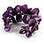 Bright Purple Floral Shell & Simulated Pearl Cuff Bracelet (Silver Tone) - view 8