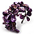 Bright Purple Floral Shell & Simulated Pearl Cuff Bracelet (Silver Tone) - view 4