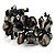 Black Floral Shell & Simulated Pearl Cuff Bracelet - view 5