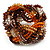 Braided Glass Bead Stretch Bracelet (Orange, Brown & Transparent)