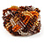 Braided Glass Bead Stretch Bracelet (Orange, Brown & Transparent) - view 2