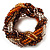 Braided Glass Bead Stretch Bracelet (Orange, Brown & Transparent) - view 4