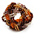 Braided Glass Bead Stretch Bracelet (Orange, Brown & Transparent) - view 5