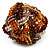 Braided Glass Bead Stretch Bracelet (Orange, Brown & Transparent) - view 6
