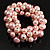 Chunky Baby Pink Simulated Glass Pearl & Shell Flex Bracelet - view 4