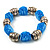 Blue Resin & Silver Tone Metal Bead Flex Bracelet - 18cm Length - view 2