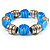Blue Resin & Silver Tone Metal Bead Flex Bracelet - 18cm Length - view 4