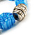 Blue Resin & Silver Tone Metal Bead Flex Bracelet - 18cm Length - view 5