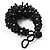 Chunky Black Glass Beaded Bracelet - 17cm Length - view 6
