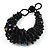 Chunky Black Glass Beaded Bracelet - 17cm Length