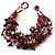 Multistrand Semiprecious & Glass Bead Bracelet (Black & Red) - 17cm Length - view 2