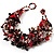 Multistrand Semiprecious & Glass Bead Bracelet (Black & Red) - 17cm Length