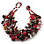 Multistrand Semiprecious & Glass Bead Bracelet (Black & Red) - 17cm Length - view 5