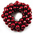 Chunky Deep Red Glass Pearl & Shell Flex Bracelet