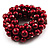 Chunky Deep Red Glass Pearl & Shell Flex Bracelet - view 3