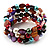 Acrylic & Shell Bead Coil Flex Bangle Bracelet (Multicoloured) - view 5
