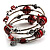 Silver-Tone Beaded Multistrand Flex Bracelet (Red) - view 3