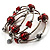 Silver-Tone Beaded Multistrand Flex Bracelet (Red) - view 6