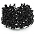 Wide Black Semiprecious & Glass Bead Braided Bracelet -17cm Length - view 2