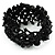Wide Black Semiprecious & Glass Bead Braided Bracelet -17cm Length - view 3