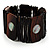 Wide Wood & Shell Stretch Bracelet (Brown & Black)