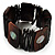 Wide Wood & Shell Stretch Bracelet (Brown & Black) - view 4