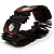 Wide Wood & Shell Stretch Bracelet (Brown & Black) - view 3