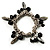 Silver Tone Link Bead Charm Flex Bracelet (Black)