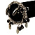 Silver Tone Link Bead Charm Flex Bracelet (Black) - view 2