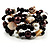 Black-Tone Beaded Shell-Composite Coil Bracelet (Black, White & Chocolate)