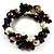 Black-Tone Beaded Shell-Composite Coil Bracelet (Black, White & Chocolate) - view 6