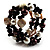 Black-Tone Beaded Shell-Composite Coil Bracelet (Black, White & Chocolate) - view 3