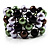 Silver Tone Beaded Coil Bracelet (Black, Lavender, Brown & Olive Green)