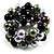 Silver Tone Beaded Coil Bracelet (Black, Lavender, Brown & Olive Green) - view 3