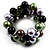Silver Tone Beaded Coil Bracelet (Black, Lavender, Brown & Olive Green) - view 4