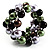 Silver Tone Beaded Coil Bracelet (Black, Lavender, Brown & Olive Green) - view 5