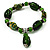 Emerald Green Glass and Ceramic Bead Charm Flex Bracelet - 19cm Long - view 2