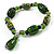 Emerald Green Glass and Ceramic Bead Charm Flex Bracelet - 19cm Long - view 4