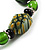 Emerald Green Glass and Ceramic Bead Charm Flex Bracelet - 19cm Long - view 6