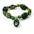 Emerald Green Glass and Ceramic Bead Charm Flex Bracelet - 19cm Long - view 8