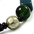 Glass, Ceramic & Plastic Bead Charm Flex Bracelet (Teal, Green & Black) - view 5
