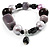 Glass, Ceramic & Plastic Bead Charm Flex Bracelet (Pale Lilac, Pink & Black) - view 2