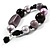 Glass, Ceramic & Plastic Bead Charm Flex Bracelet (Pale Lilac, Pink & Black) - view 4