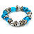 Light Blue Semiprecious Nugget & Silver Tone Metal Link Flex Bracelet - 18cm Length - view 3