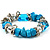 Light Blue Semiprecious Nugget & Silver Tone Metal Link Flex Bracelet - 18cm Length - view 4