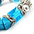 Light Blue Semiprecious Nugget & Silver Tone Metal Link Flex Bracelet - 18cm Length - view 5