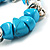 Light Blue Semiprecious Nugget & Silver Tone Metal Link Flex Bracelet - 18cm Length - view 6