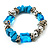 Light Blue Semiprecious Nugget & Silver Tone Metal Link Flex Bracelet - 18cm Length - view 7