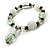 Pale Green & Milk White Resin & Glass Charm Flex Bracelet (Silver Tone) - view 5